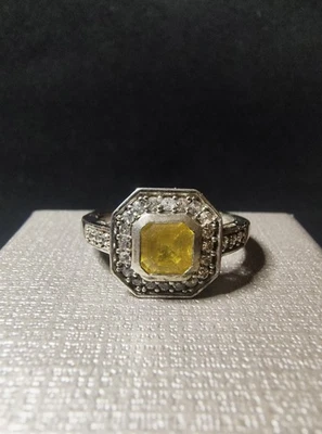 Anillo de plata de ley 925 citrino amarillo para hombre talla 10 Foto 1 de 4