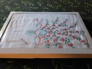 SÁBANA SUPERIOR VINTAGE ITALIANA LINO BLANCO BORDADO FLORES - Imagen 1 de 9