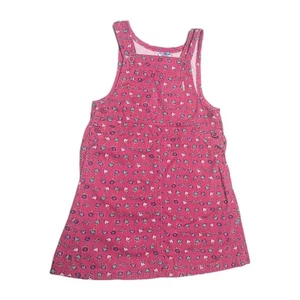 Vintage OshKosh B'Gosh Pink Floral Overall Dress Girls 6 USA Sleeveless Jumper - Picture 1 of 5