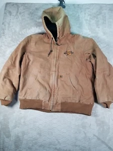 Abrigo de lona con capucha forrado con edredón Carhartt para hombre J130 MARRÓN talla XL DEFECTOS bordado - Imagen 1 de 11