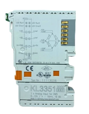 BECKHOFF KL3351 BUS TERMINAL, 1-CHANNEL ANALOG INPUT, MEASURING BRIDGE - Image 1 of 4