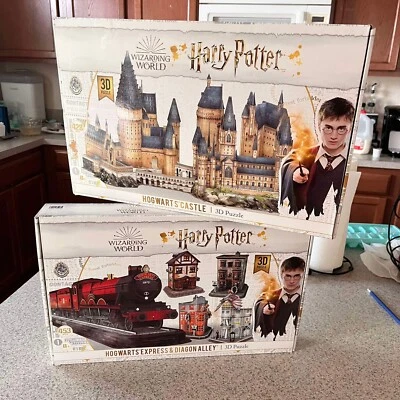 Harry Potter Hogwarts Castle Express Train Dragon Alley 3D Puzzles Lot NOB READ! - Image 1 of 4