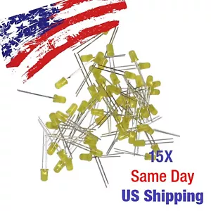Diodo emettitore luce led giallo 5mm 20mA 2V 28mm gambe 15PCS SPEDIZIONE USA OGGI! - Foto 1 di 3