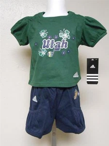 NWT-MENDED Utah Jazz INFANT 18 MONTHS Adidas Shirt and Shorts Outfit - Picture 1 of 8