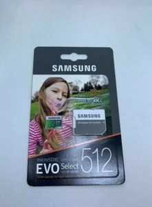 Carte mémoire Samsung 512 Go 100 Mo MicroSD Evo Select MB-ME512GA/AM NEUVE - Photo 1 sur 4