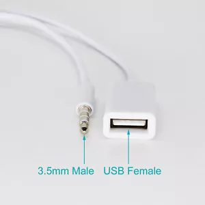 10pcs White 3.5mm Male 4 Pole AUX To USB 2.0 Type A Female OTG Adapter Cable - Picture 1 of 4