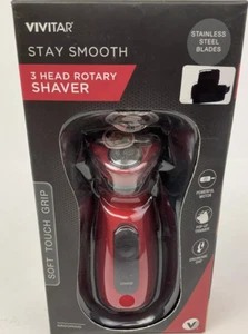 Vivitar PG-V002-RED Mens Soft Touch Series Rechargeable 3 Head Rotary Shaver NIB - Picture 1 of 1