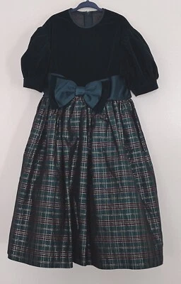 Vestido a Cuadros Elissa Craig Int Terciopelo Esmeralda Satinado Navidad Niñas Talla 8 De Colección Foto 1 de 4