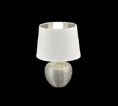 Lampada Tavolo Abat Jour Elegante Ceramica Argento Bianca Luperor GD Trio - Immagine 1 di 2