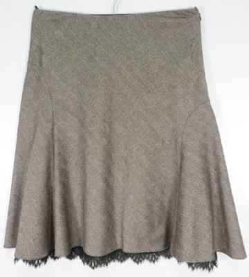 BANANA REPUBLIC Womens 48% Wool Flare Skirt Lined Solid Lace Trim Brown Size 2 - Image 1 of 4