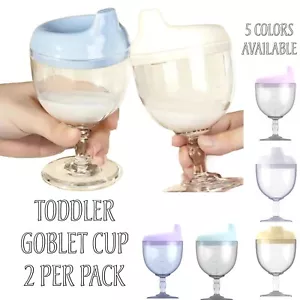 2 PCS Toddler Kid No Spill Proof 5oz Goblet Tall Sippy Training Cup with Lid - Picture 1 of 2