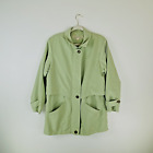 London Fog Womens 6 Green Lined Trench Rain Coat Jacket Full Zip Over Button