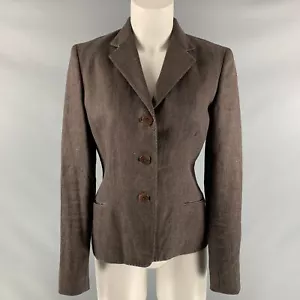 RALPH LAUREN 'Collection Von ' Größe 6 Braune Leinen Kontrast Stich Blazer - Bild 1 von 6