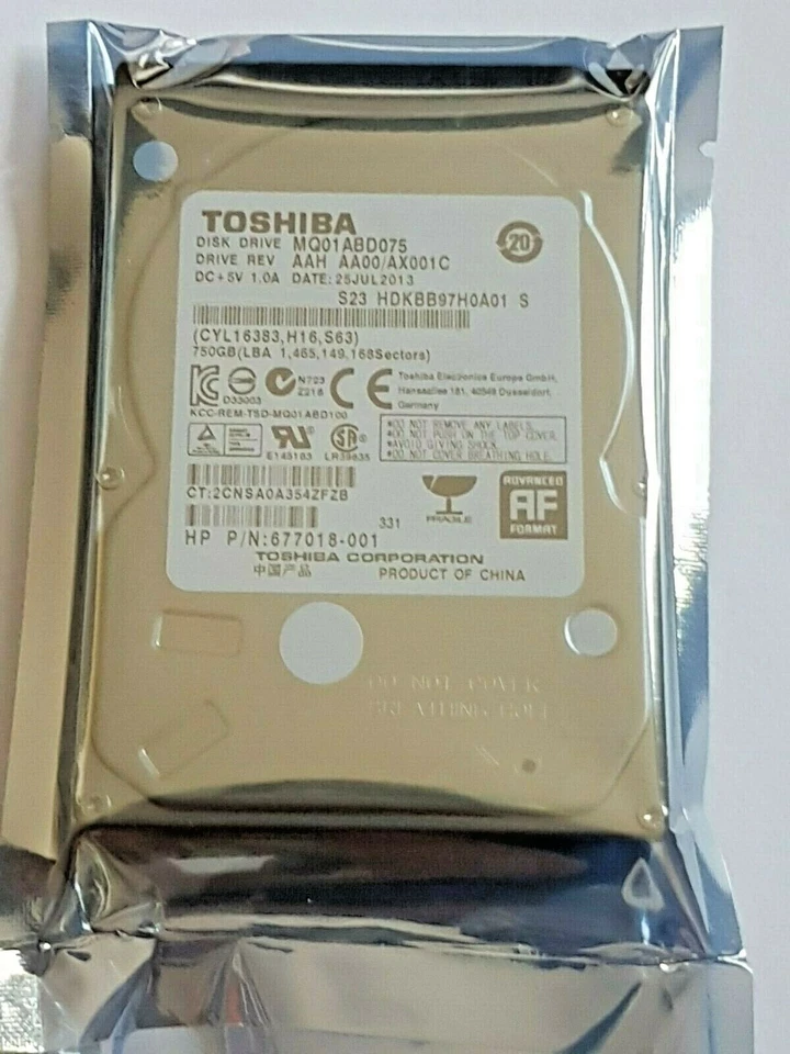 750 GB SATA Toshiba Mobile HDD MQ01ABD075 5400RPM 8MB 2,5 " Internal Hard New - Image 1 of 1