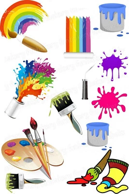 Farbe eßbar Muffin Torten-Bild-Aufleger Party Deko Geburtstag Künstler Maler neu - Bild 1 von 4