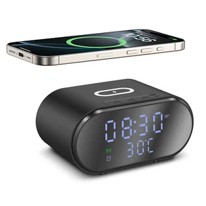 15W Wireless Charger Station Fast Charging Dock Pad With Alarm Clock Temperature - Picture 1 of 23