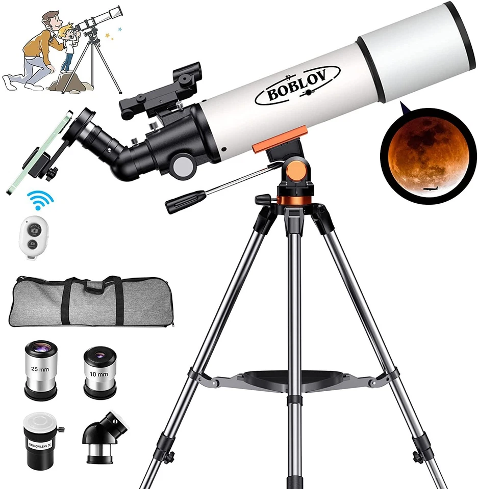 BOBLOV Telescopes for Adult Kids, Astronomical Refractor Stainless Steel Tripod - Image 1 of 4