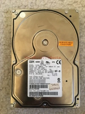 IBM DJNA-351520 15.2GB IDE PATA HDD Drive P/N:25L2648 MLC:F42141 CHS:16383/16/63 - Image 1 of 2