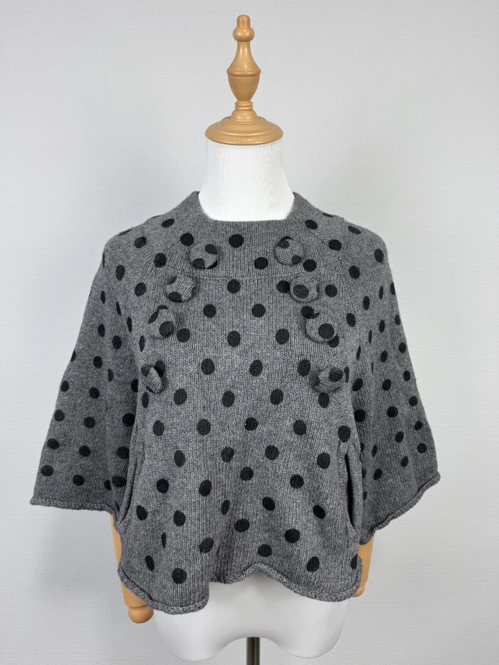 HWR Gray Tight Knit Polka Dot Designer Half Sleeve Short Sweater Sz M/L - Image 1 of 4