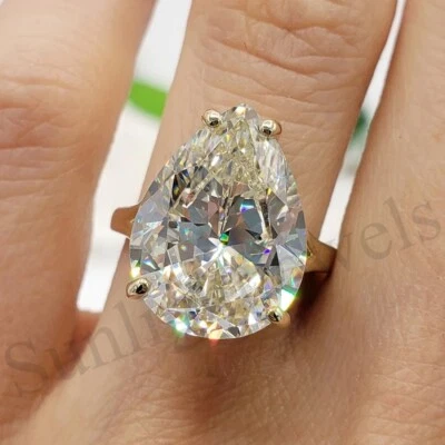 RARE 14.45 Ct Off White Diamond Solitaire Ring, 925 Silver, Excellent Luster - Image 1 of 4