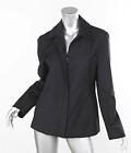 Prada Womens Charcoal Gray Lightly Quilted Wool Long Sleeve Zip Jacket Coat 42/6