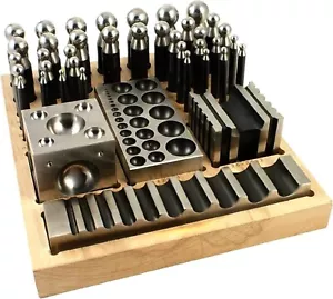 Complete Metal Jewelry Dapping Doming Punch Set Wooden Block Base Tool (41 pcs) - Picture 1 of 8