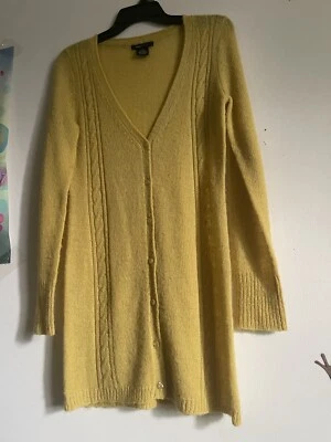  S Long Duster Cardigan Button Down Crochet Knit Sweater 50% wool BCBGMaxAzria - Image 1 of 3