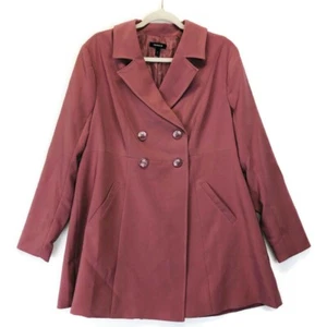 Torrid Rose Dbl Breast Button Front Swing Coat Pink Womens Size 12 (Lg) Pockets - Picture 1 of 8