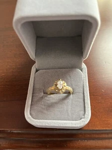 Marquise Diamond With 12 Small Diamonds On Top & 12 Side Diamonds 14KT YG - Picture 1 of 24