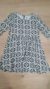 Girl's Old Navy Black White Floral 3/4 Sleeve Dress Size 14 - Picture 1 of 5