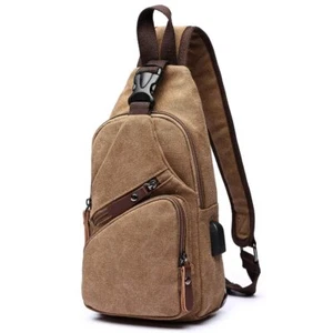 Canvas Sling Bag Crossbody Backpack Shoulder Casual Rucksack for Men Women Ou... - Picture 1 of 6