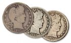 3 Barber Quarters - 3 Different Dates 1892 through 1916. 90% Silver.    