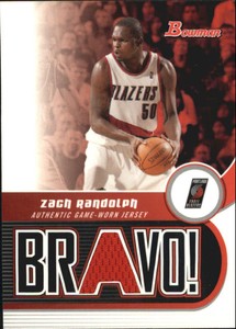 2005-06 Bowman Bravo Relics Trail Blazers Basketball Card #ZR Zach Randolph Jsy