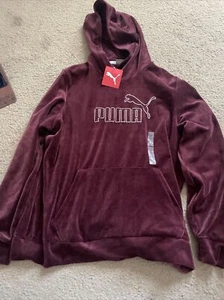 NWT Maroon Puma Velour Hoodie Size 1X - Picture 1 of 6