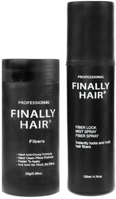 FINALLY HAIR® BUILDING FIBER 28G BOTTLE AND FIBER LOCK SPRAY COMBO PACK - Image 1 of 4