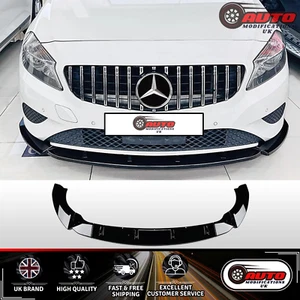 MERCEDES A CLASS W176 SE FRONT BUMPER SPLITTER LIP GLOSS BLACK 2012-2015 - Picture 1 of 10