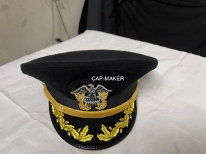 Us Navy Officer Visor Cap Hat, US Navy Commander captain Rank Cap Size 60 Cm - Picture 1 of 9