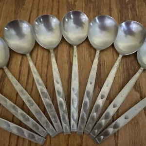 Vintage Noritake Stainless LOT of 10 Round Gumbo Soup Spoons NILE Pattern - Picture 1 of 3