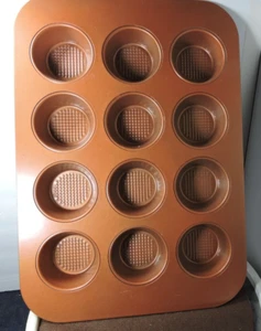Latta per cupcake/muffin per 1 dozzina colore rame antiaderente pesante - Foto 1 di 3