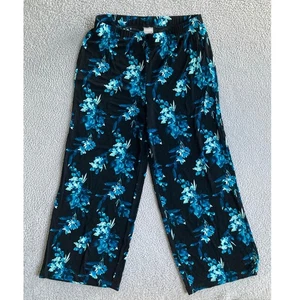 Chicos Travelers Pant Medium Petite Floral Slinky Stretch Pull On Wide Leg 1P MP - Picture 1 of 13