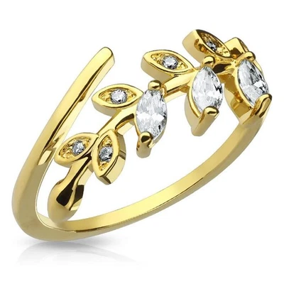 Zehenring Kristall Blätter Gold Messing Damen Zehring Toe-Ring Fuss-Schmuck - Bild 1 von 4