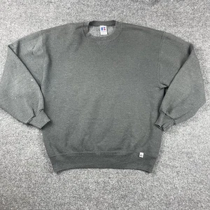 Vtg 90s RUSSELL ATHLETIC Sweat Shirt Men's Large Dark Gray Fleece USA Made - Picture 1 of 9