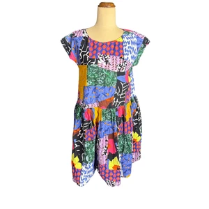 Gorman x Jamilla Okubo Dress Size 10 Cotton Multicolor Patchwork Art Print - Bild 1 von 7