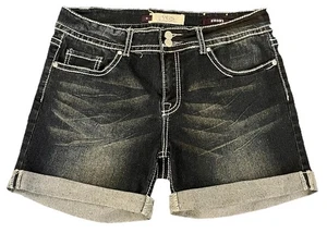 VGS kurze Shorts mit Bündchen Damengröße 12 Stretch-Denim bestickt dunkle Waschung " - Bild 1 von 13