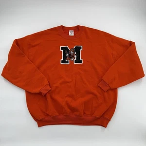 Vintage Mercer Bears Sweater Mens XL Orange NCAA Football Crewneck Jerzees 90s - Picture 1 of 7