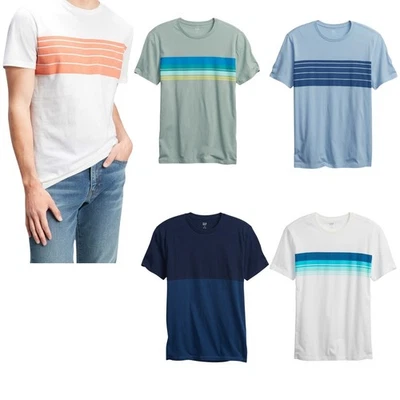 Camiseta de hombre GAP Everyday a rayas en el pecho 100 % algodón manga corta cuello redondo Foto 1 de 2
