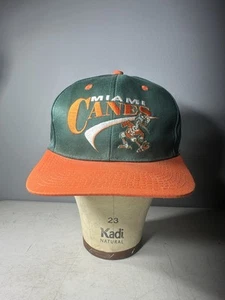 Vintage 90s Miami Hurricanes Snapback Hat, Miami 'Canes, Collegiate Drew Pearson - Picture 1 of 7