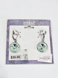 Mist Earrings Swarovski Elements Mint Green Crystal Drop Dangle NEW - Picture 1 of 2