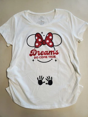 Disney Minnie Mouse Maternity T-shirt Shirred Size XL NWOT "Dreams Do Come True" - Image 1 of 4