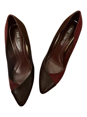 Os sapatos limitados de camurça e estampa de cobra Borgonha. Tamanho feminino 7,5. Excelente estado usado - Imagem 1 de 4